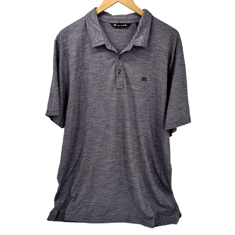 Travis Mathew Polo Shirt Mens XXL Purple Heathered Flying Tortilla Short‎ Sleeve